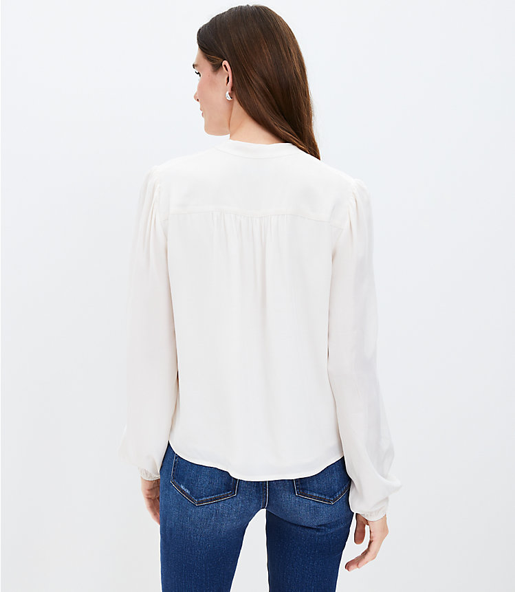 Stand Collar Henley Blouse image number 2