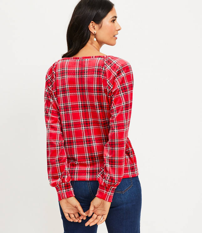 Plaid Velour Sweatshirt