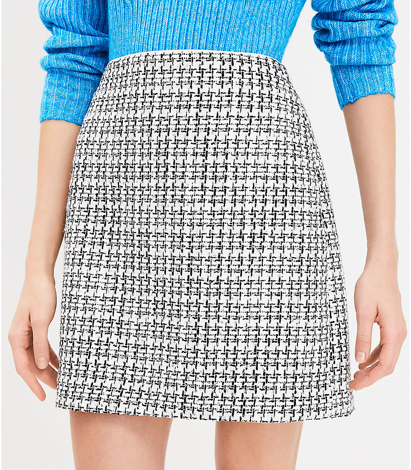 Petite Metallic Sequin Tweed Shift Skirt