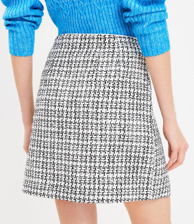 Petite Metallic Sequin Tweed Shift Skirt