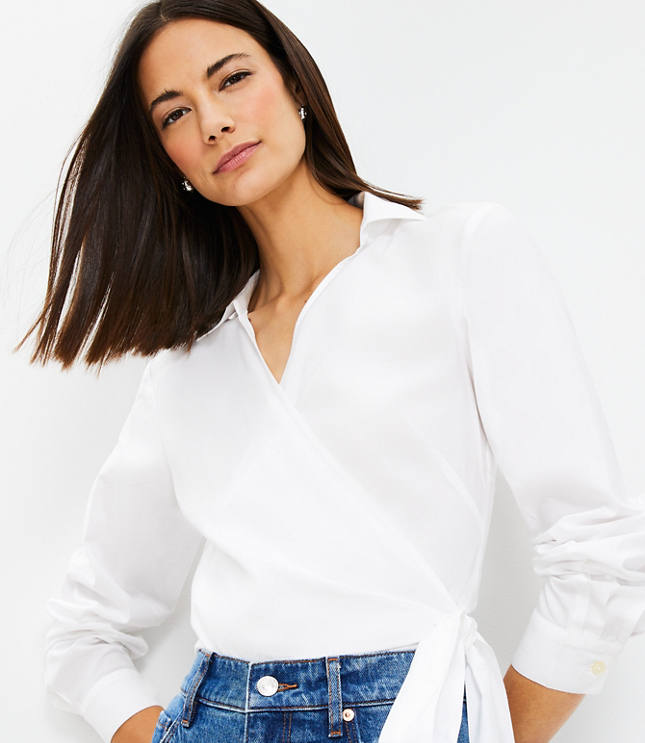 Cotton Blend Wrap Shirt