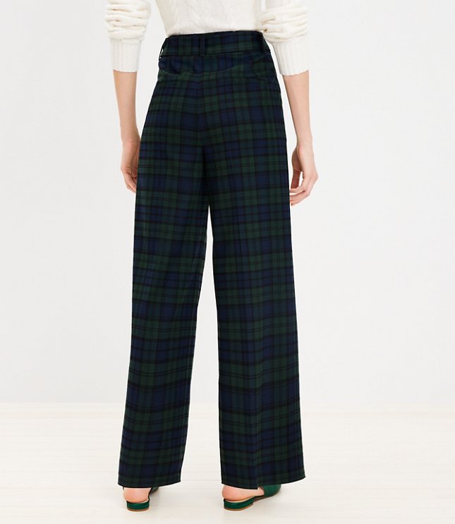 Belted Wide Leg Pants in Plaid Brushed Flannel