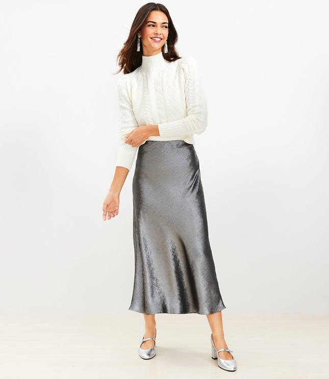 Satin Bias Midi Skirt