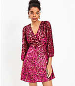 Petite Shimmer Floral Velvet Wrap Dress carousel Product Image 1