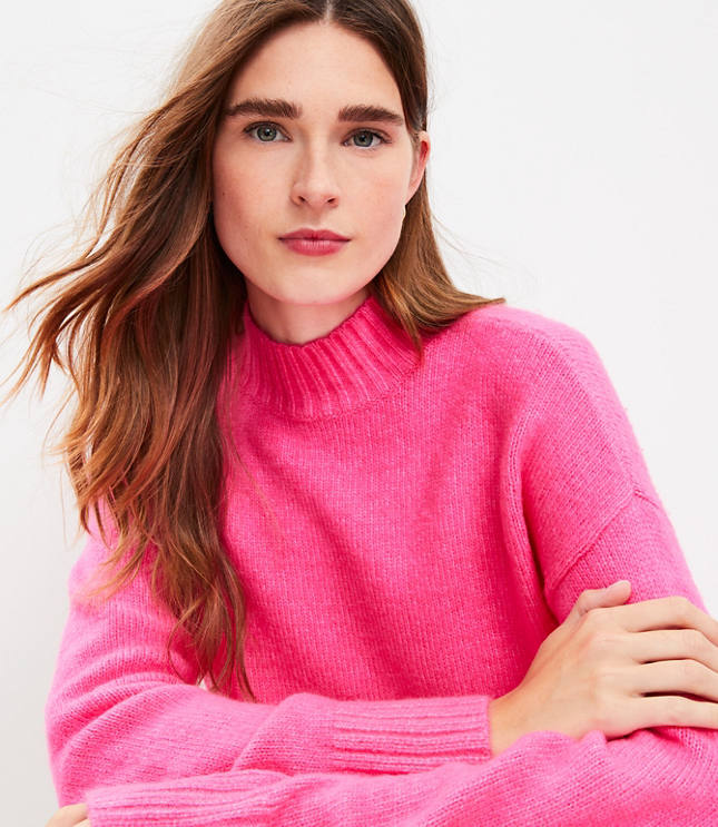 Wide Sleeve Mock Neck Sweater