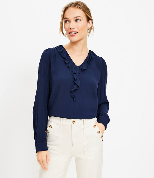 Ruffle V-Neck Blouse