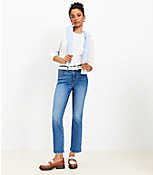 Petite High Rise Kick Crop Jeans in Destructed Mid Stone Wash carousel Product Image 2