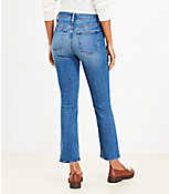 Petite High Rise Kick Crop Jeans in Destructed Mid Stone Wash carousel Product Image 3