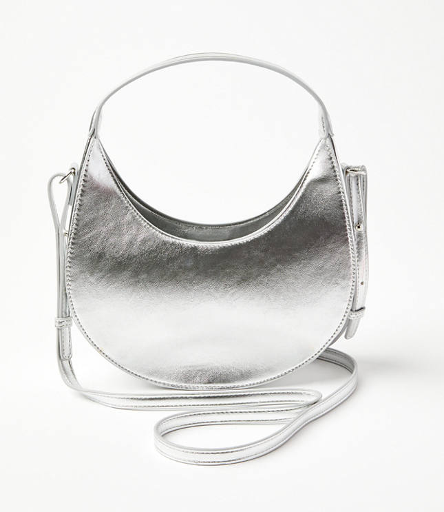 Metallic Crescent Crossbody Bag