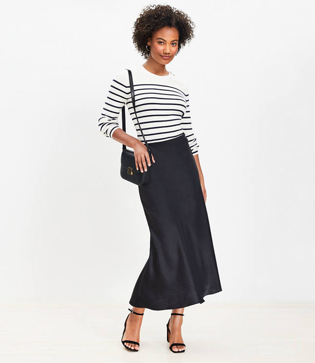 Petite Satin Bias Midi Skirt