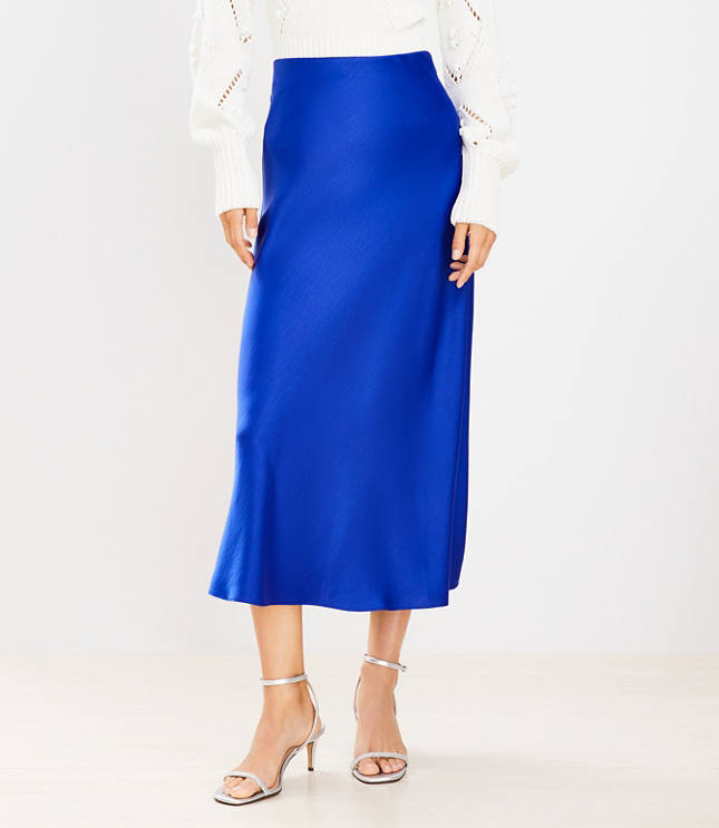 Petite Satin Bias Midi Skirt