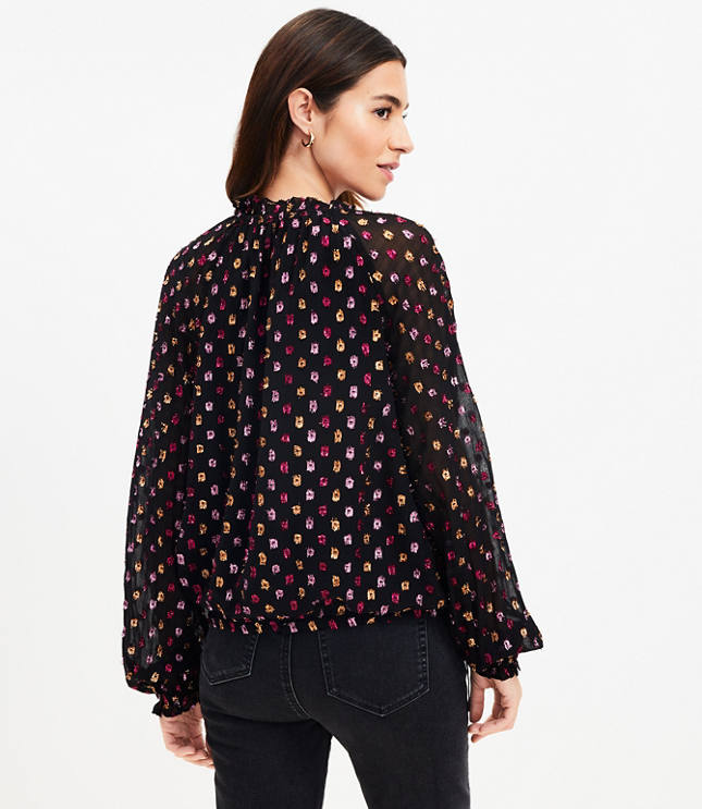 Shimmer Clip Side Tie Hem Blouse