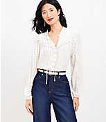 Ruffle Tie Neck Button Blouse carousel Product Image 1