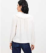 Ruffle Tie Neck Button Blouse carousel Product Image 3