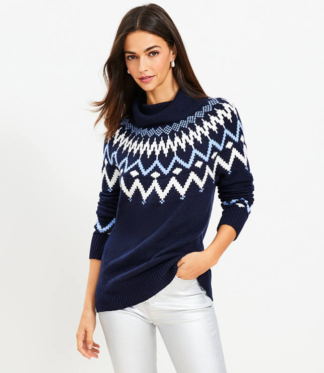 Petite Fair Isle Turtleneck Tunic Sweater