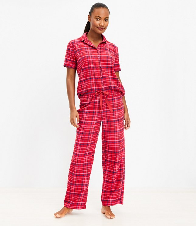 Women's Bright Plaid Boyfriend Flannel Pajamas in Women's Flannel Pajamas, Pajamas for Women