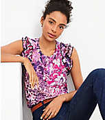 Floral Ruffle Sleeve Top carousel Product Image 2