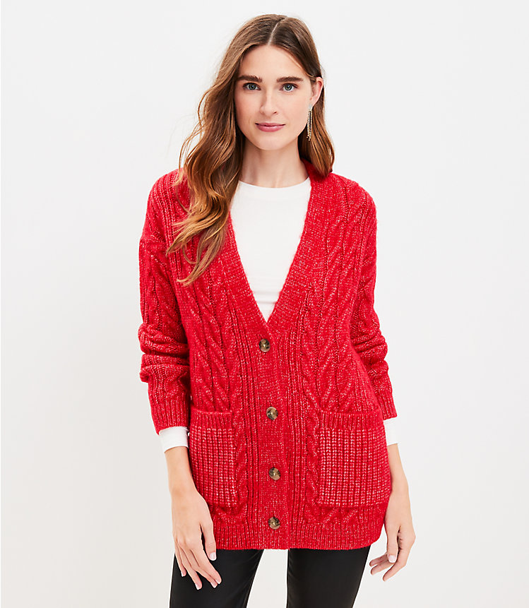 Cable Boyfriend Cardigan image number null