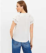 Clip Dot Ruffle Tie Neck Top carousel Product Image 3