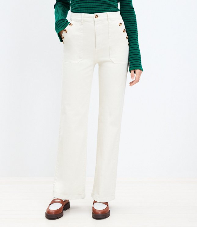 Mariner High Rise Wide Leg Jeans in Popcorn
