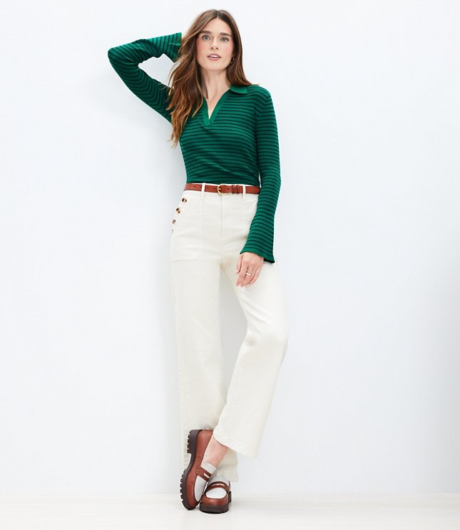 Mariner High Rise Wide Leg Jeans in Popcorn