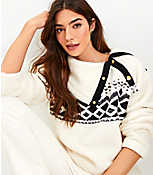 Petite Fair Isle Cozy Sherpa Snap Collar Sweatshirt carousel Product Image 2