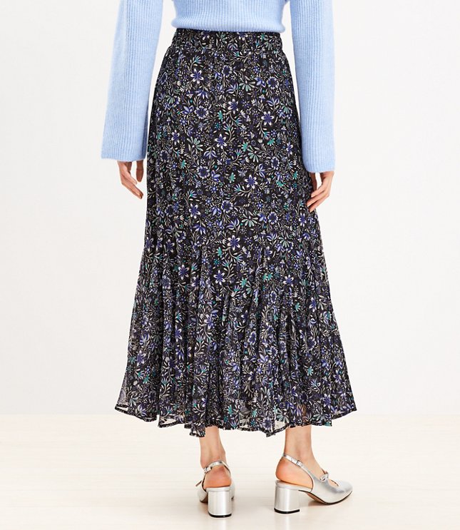 Shimmer Floral Godet Maxi Skirt