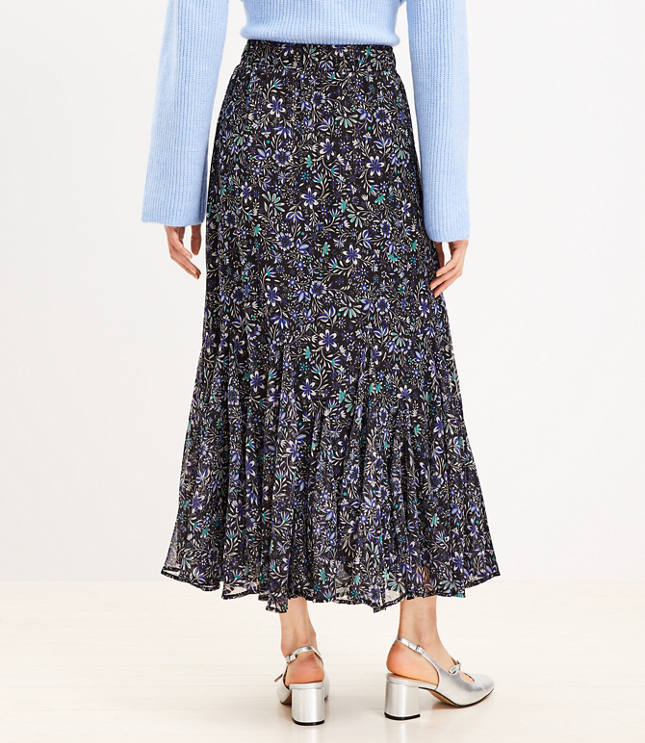 The Godet Skirt - coral & pink floral