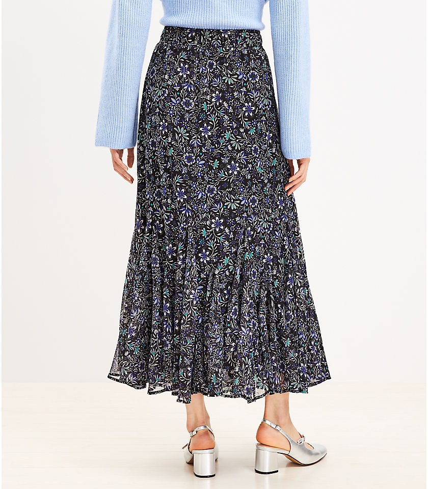 Shimmer Floral Godet Maxi Skirt