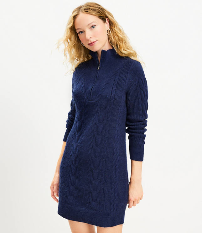 Cable Half Zip Sweater Dress