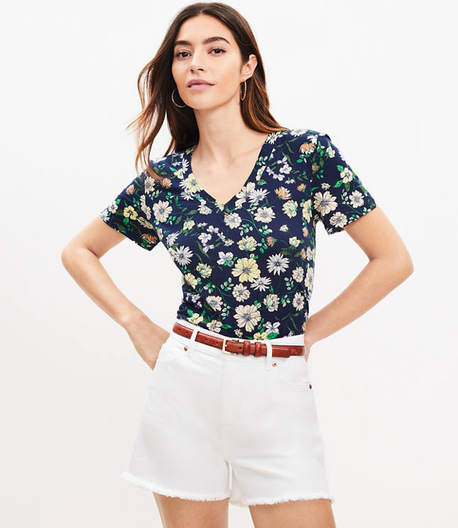 Belted Pleated Shorts in Floral Twill