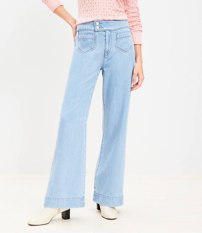 Light Blue Wash Thigh Split Baggy Boyfriend Jeans