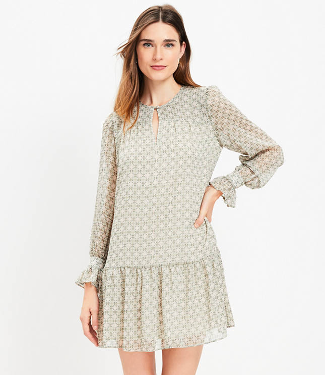 Spacedye Puff Sleeve Flounce Swing Dress