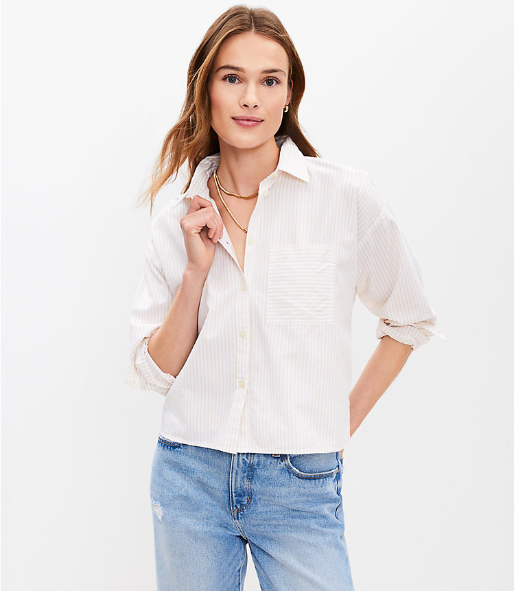 Striped Cotton Blend Modern Pocket Shirt image number 1