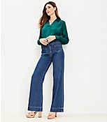 Patch Pocket High Rise Wide Leg Jeans in Dark Wash carousel Product Image 2