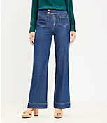 Patch Pocket High Rise Wide Leg Jeans in Dark Wash carousel Product Image 3