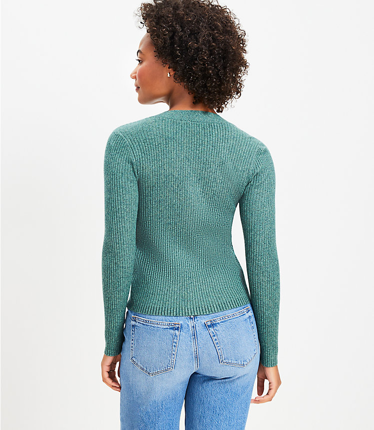 Marled Ribbed Henley Sweater image number 2