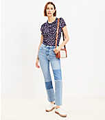 High Rise Kick Crop Jeans in Destructed Mid Stone Wash carousel Product Image 2