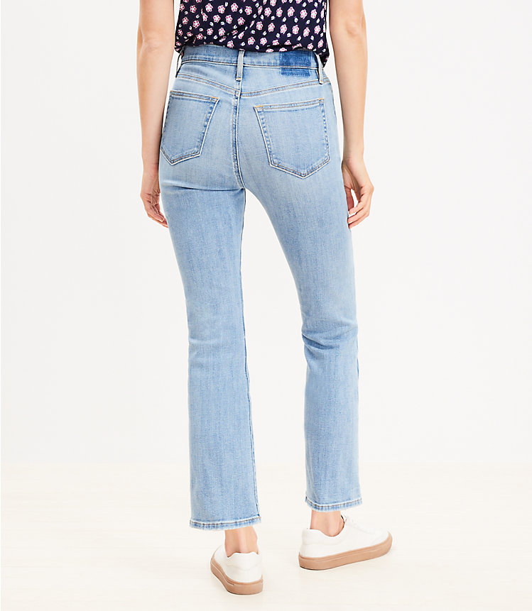 High Rise Kick Crop Jeans in Destructed Mid Stone Wash image number 2