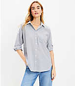 Striped Cotton Blend Oversized Shirt carousel Product Image 1