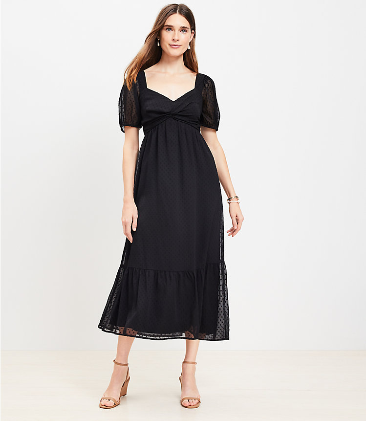 Clip Knotted Balloon Sleeve Midi Dress image number 0