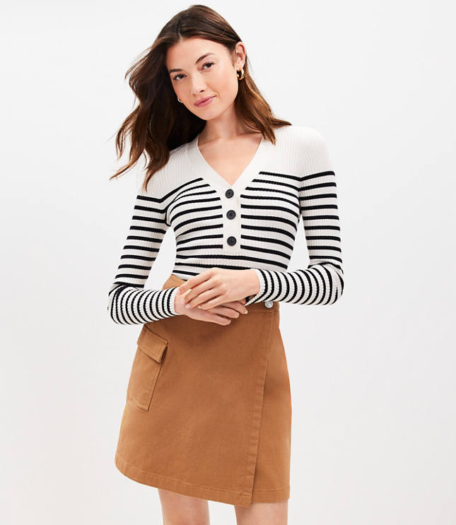 Twill Cargo Wrap Skirt