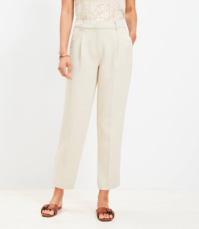 Pleated Tapered Pants in Crepe