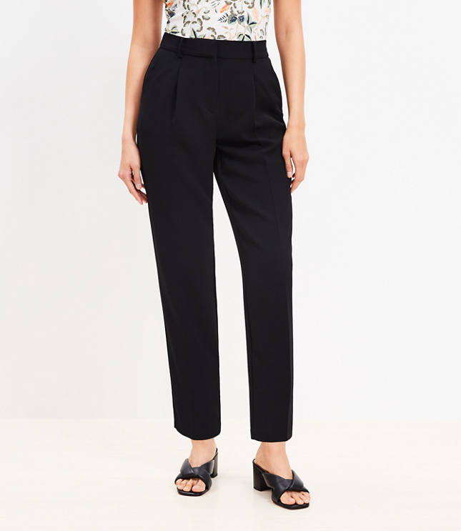 Pleated Tapered Pants in Crepe