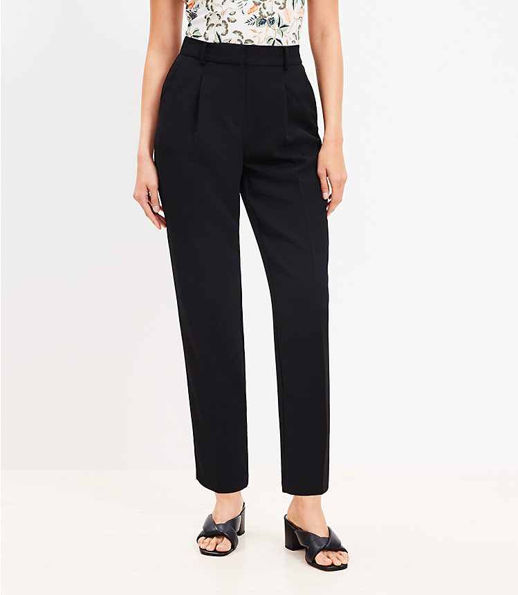 Pleated Tapered Pants in Crepe image number 0