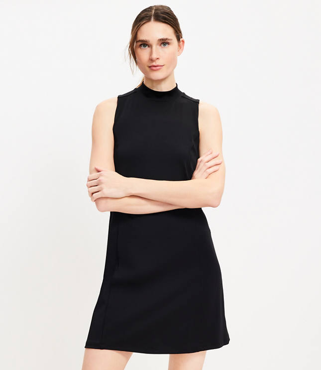 Lou & Grey Luvstretch Mock Neck Halter Dress - Black