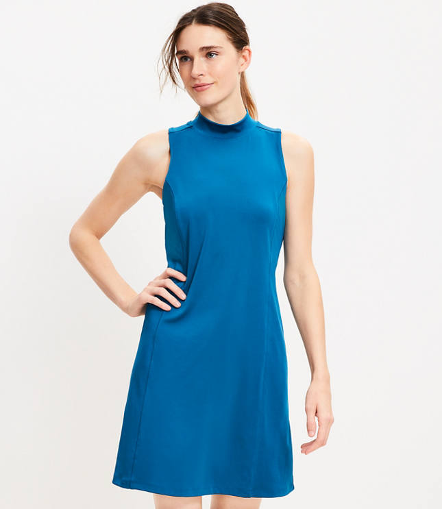 Lou & Grey Luvstretch Mock Neck Halter Dress - Lush Cobalt