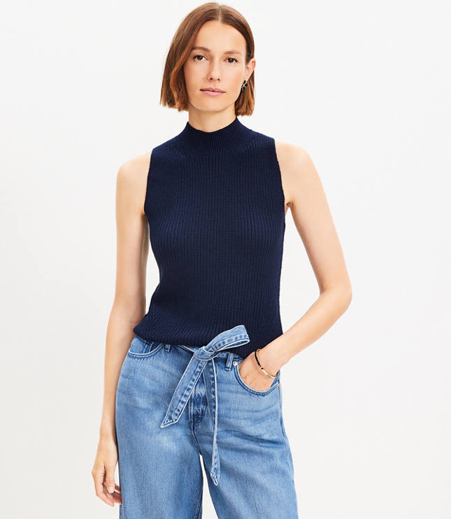 Mock Neck Sleeveless Sweater