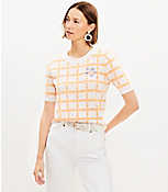 Floral Embroidered Gingham Sweater Tee carousel Product Image 1