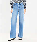Curvy High Rise Wide Leg Jeans in Bright Mid Indigo Wash carousel Product Image 1